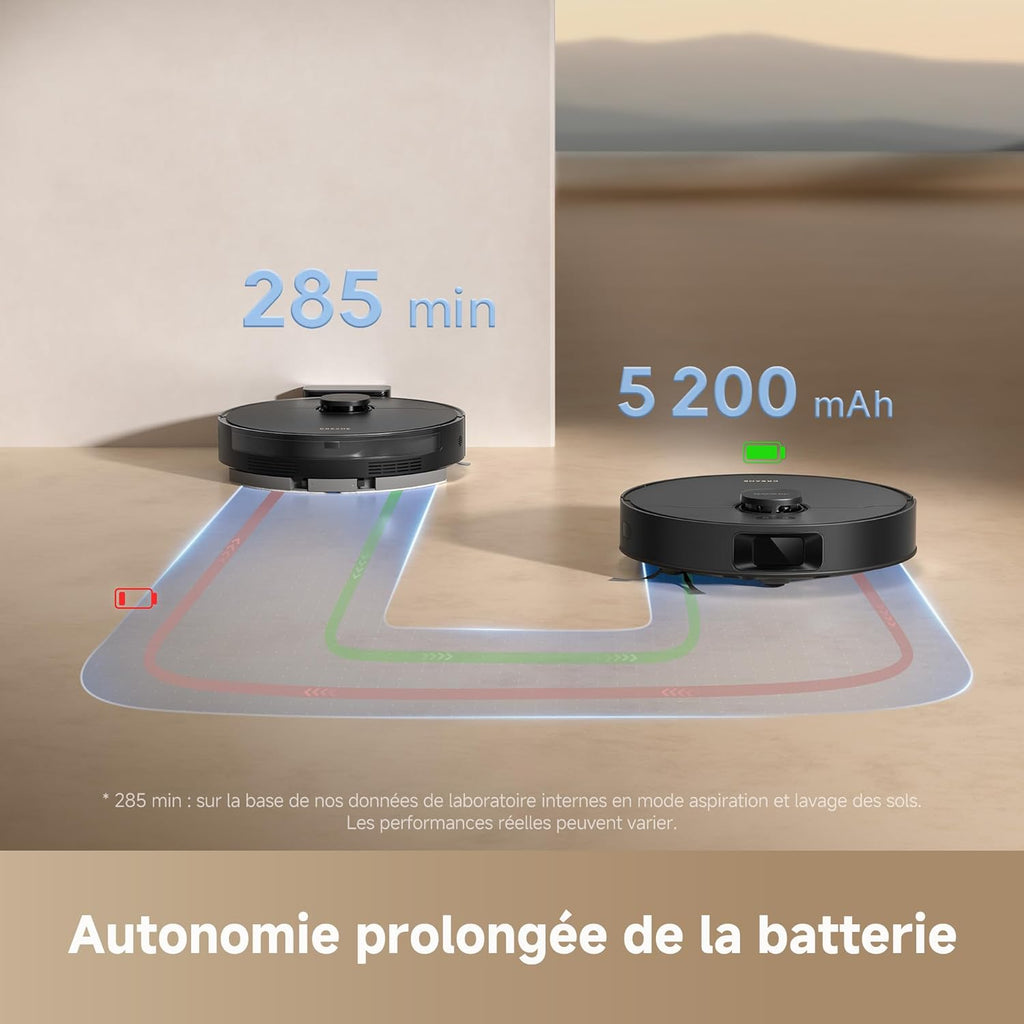 Robot Aspirador DREAME D20, 13 000 Pa, Cepillo Duo para Pelo de Mascotas, Navegación Láser, Aspirador y Fregasuelos 2 en 1, Suelos Duros y Alfombras/Moquetas, Batería de 5 200 mAh, Aplicación y Control por Voz