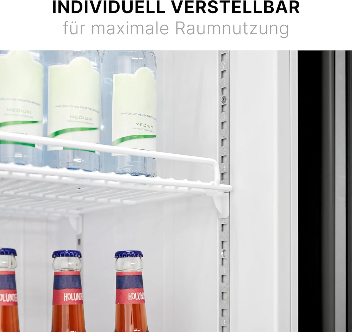 Refrigerador Bomann® con puerta de cristal | Refrigerador de bebidas con cerradura | 6 estantes de altura regulable | 30 kg por estante | 347 litros | Refrigerador grande | Refrigerador para botellas con luz LED | KSG 7351 negro
