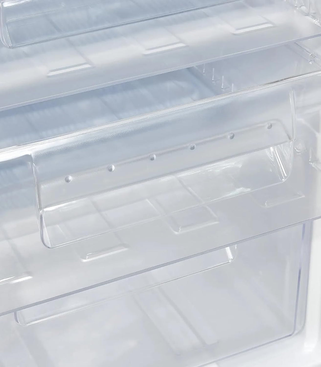 Exquisit® Congelador de sobremesa 91L, color blanco, clase E, congelador de 4 estrellas, 4 cajones transparentes, puerta reversible, control de temperatura, medidas (85,5 x 55,0 x 58,0 cm)