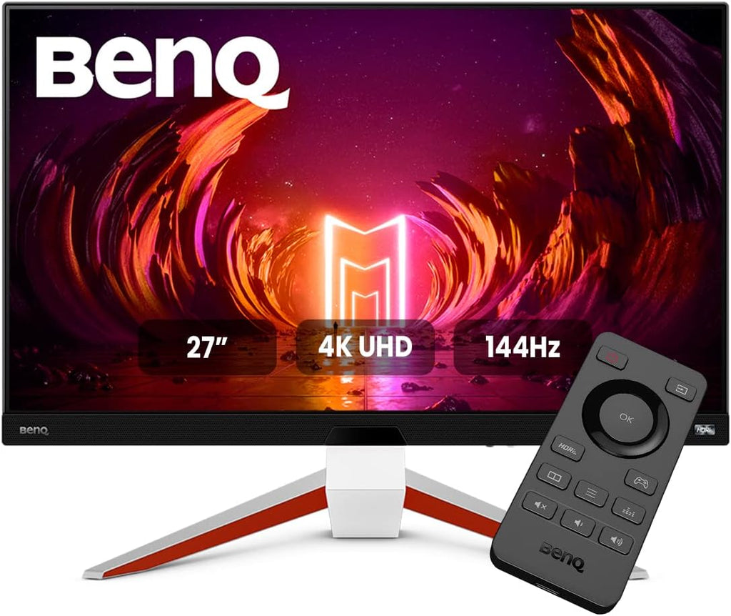 Monitor Gaming BenQ MOBIUZ EX2710U 4K (27 pulgadas, IPS, 144 Hz, 1 ms, HDR 600, HDMI 2.1, ancho de banda completo de 48 Gbps, compatible con VRR para PS5, control remoto)