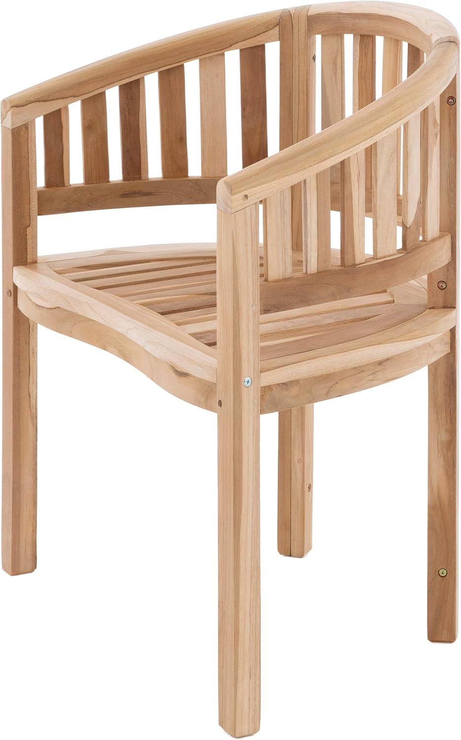 Silla de banano DIVERO Miami curva de madera de teca, sin tratar – Hecha totalmente a mano – Color: marrón natural