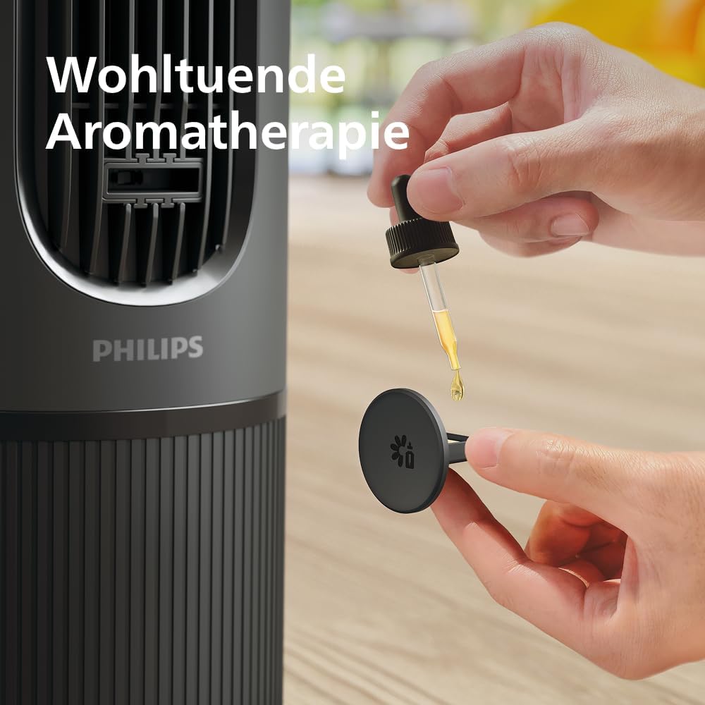Ventilador de torre Philips serie 5000. Potente flujo de aire de 8,0 m/s, ultra silencioso de 24 dB, bajo consumo energético, mando a distancia, 5 niveles de velocidad, modo sueño, temporizador de 9 h, oscilación de 80° (CX5540/01)