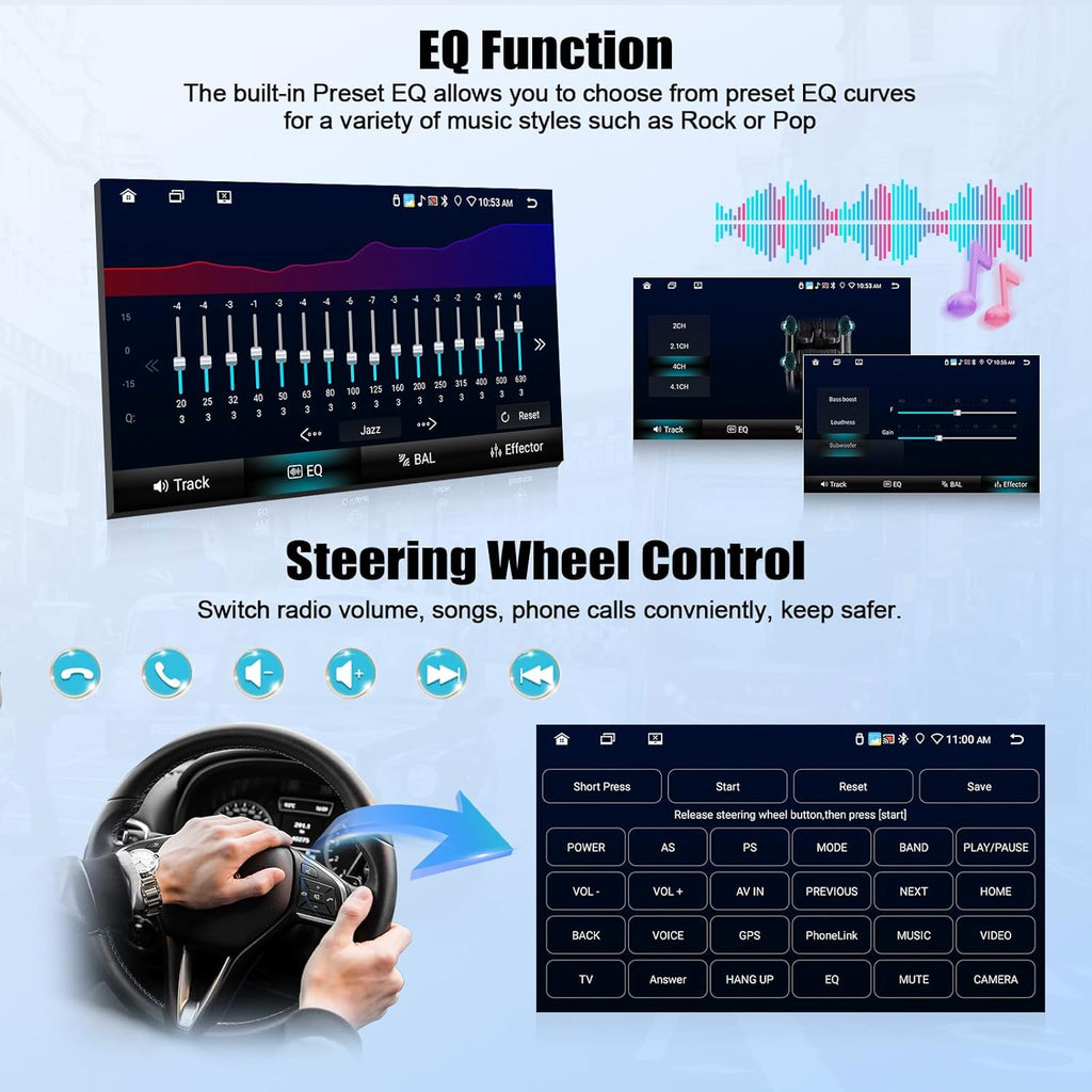 Autorradio OiLiehu 6G+128G 8 núcleos Android 15 para Nissan Juke J15 2010-2019 / YF15 Infiniti ESQ 2011-2017 con CarPlay y Android Auto inalámbricos, pantalla táctil IPS de 9" con GPS, WiFi, BT, FM/RDS, EQ, SWC y cámara