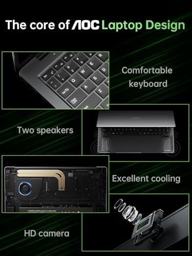 Portátil Gamer AOC 2025 - Pantalla 16,1'' FHD | Procesador Ryzen 7 5700U (4.5GHz supera al i7-1265U) | 16 GB RAM DDR4x2 | SSD M.2 512 GB | Teclado retroiluminado | WiFi 6 | Carcasa metálica