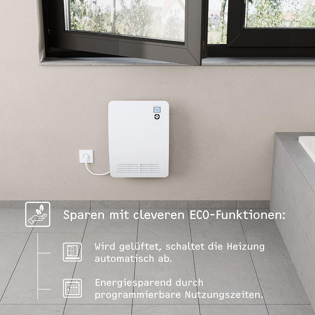 STIEBEL ELTRON Calefactor rápido CK 20 Premium, 2 kW para aprox. 25 m², certificado VDE, pantalla LC, temporizador semanal, temporizador de 120 min, modo silencioso, termoventilador de bajo consumo, baño, 237835