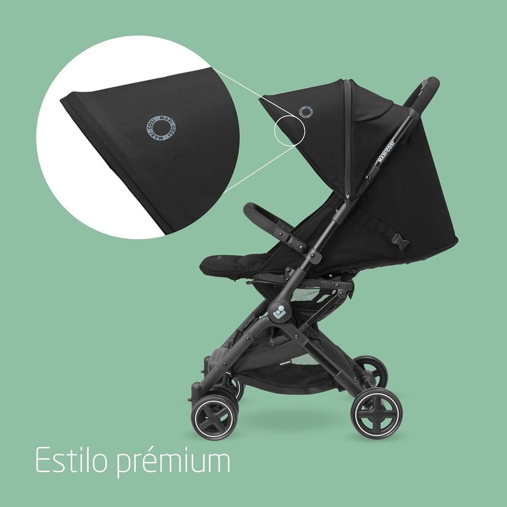 Maxi-Cosi Lara2, Silla de Paseo Ligera, 0-4 años, 0-22 kg, Silla de Paseo Compacta para Bebé, 3 Posiciones de Reclinado, Reclinación Total, Plegado Automático, Correa de Hombro, Essential Black