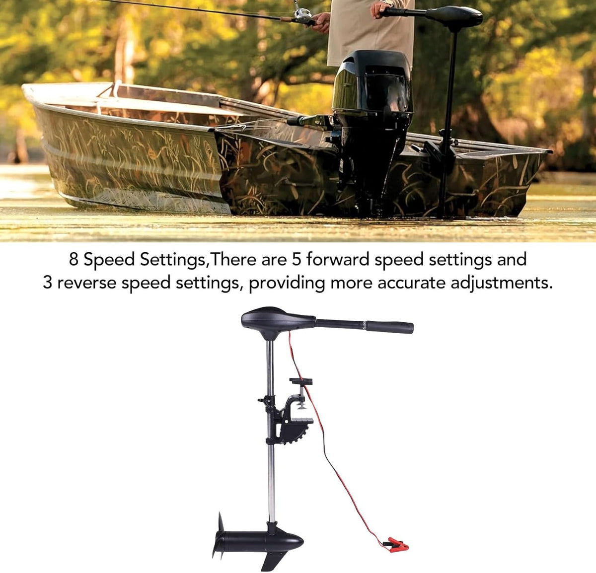 Motor eléctrico para curricán Haofy con mango telescópico, 5 velocidades hacia adelante, empuje de 30 libras, mango de 76 cm para kayak, pesca, hélice de 3 palas, motor con escobillas de 1800 RPM