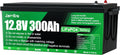 Batería LiFePO4 de 12V 300Ah, batería de litio de 3840Wh con protección de temperatura BMS de 200A, más de 15000 ciclos de carga, compatible con conexión en serie/paralelo para almacenamiento doméstico y autocaravanas.