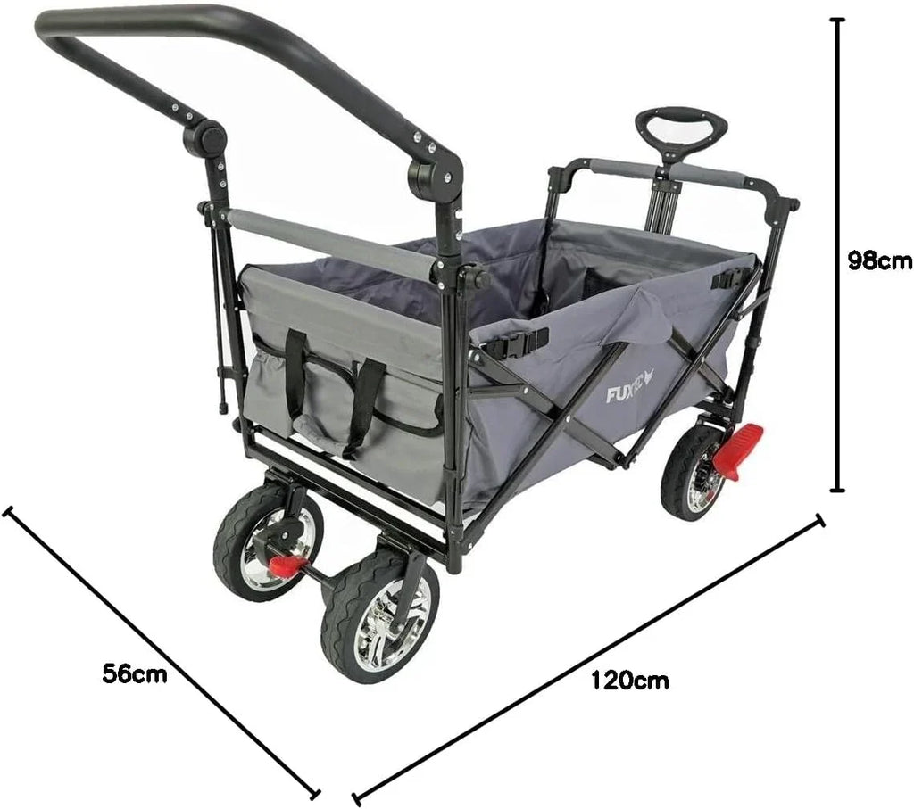 Carro de mano plegable FX-CT700 con frenos, asiento acolchado, asa ajustable en altura y capacidad de carga de 75 kg