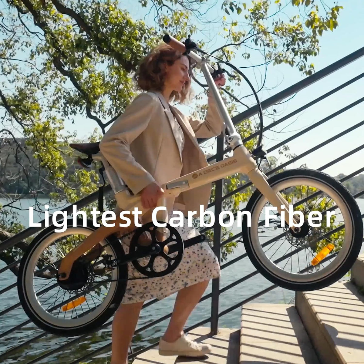 Bicicleta eléctrica ADO Air Carbon, bicicleta plegable, ebike para mujer/ebike para hombre, bicicleta, bicicleta plegable con transmisión por correa, 14,5 kg, pantalla LCD IPS, GPS, aplicación ADO, 250 W