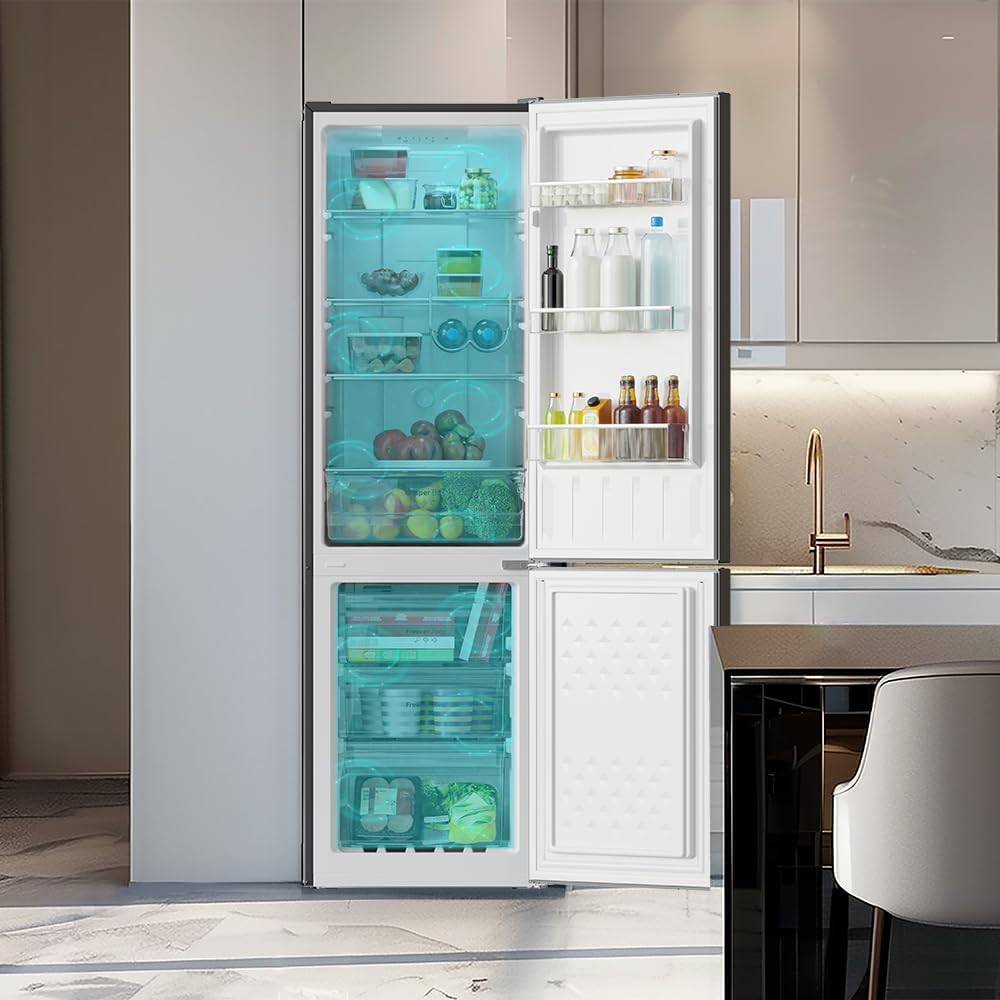 Frigorífico combi Cecotec Bolero CoolMarket Combi 250 Dark D. Capacidad de 250 L, clase D, compresor Inverter, Total No Frost, Multi Airflow y puerta reversible. Ahorro de energía garantizado.