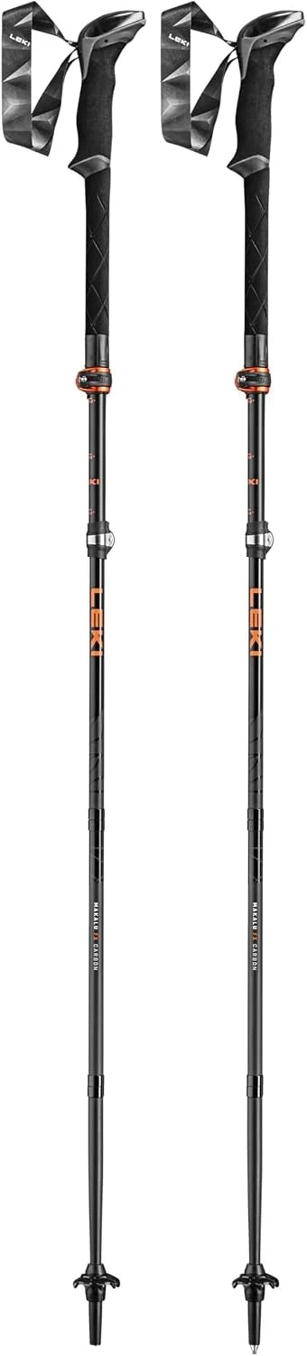 Bastones de trekking Makalu FX Carbon plegables ajustables de 4 piezas con cierre de pinza, eje de fibra de carbono, longitud hasta 130 cm
