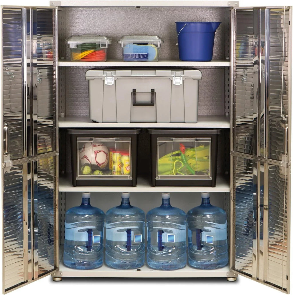 Seville Classics UHD16238 Mega armario, 121,9 x 60,9 x 182,9 cm, soporte de metal con recubrimiento en polvo, gris