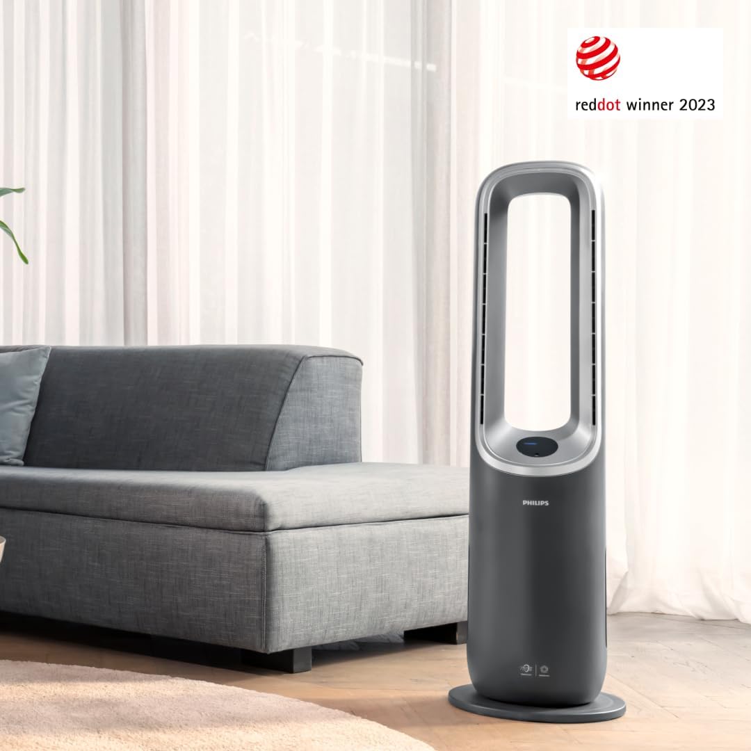 Air Performer 3 en 1: purificador de aire, ventilador de calefacción y refrigeración: purifica 70 m², elimina el 99,97 % de los alérgenos y contaminantes. Filtro HEPA, sensores inteligentes, Alexa, aplicación. (AMF870/15)