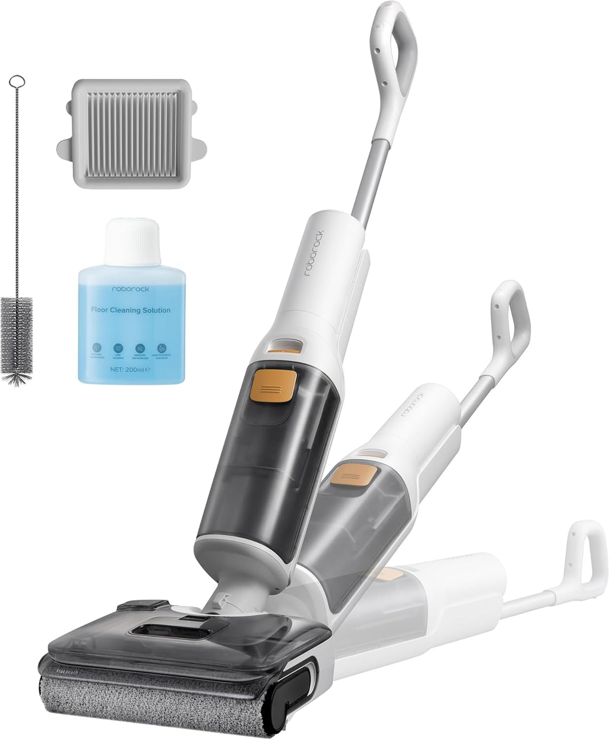 Roborock F25 GT Aspiradora y Fregadora, Limpiador de suelos completo de 20 kPa, Aspiradora inalámbrica con autolimpieza a alta temperatura de 90 °C, inclinable a 180° y limpieza de doble borde