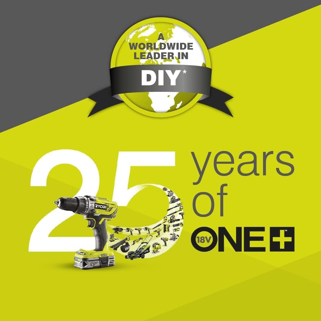 RYOBI - Cortabordes Inalámbrico 18V ONE+ RLT183250F – Ancho Ø25-30cm, Batería 2.5Ah + Cargador, Autonomía 50min, Sistema EasyEdge™, Ligero y Preciso, Ideal para Bordes, Macizos y Taludes