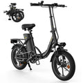 Bicicleta eléctrica plegable U4 de 16 pulgadas en color negro con motor de 250 W, batería de 36 V y 10,4 Ah, 5 velocidades, frenos de disco y portaequipajes