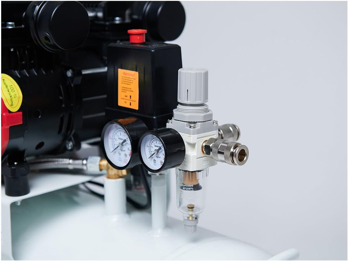 Compresor silencioso Starkwerk, compresor de aire comprimido, compresor 10 bar, 3,3 kW, 4,5 CV, 400 voltios, SW 477/10, incluye reductor de presión y separador de agua