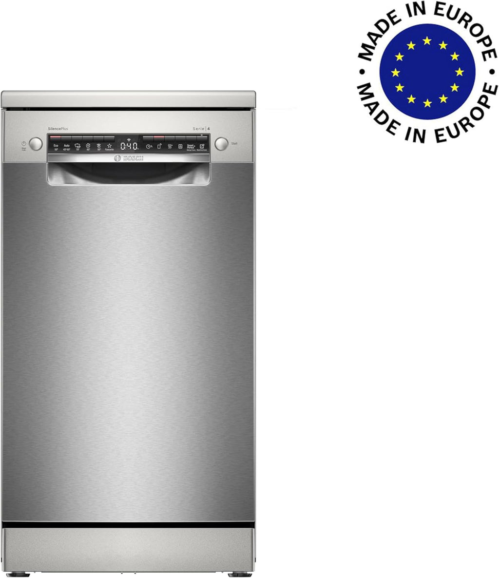 Lavavajillas inteligente Bosch Serie 2 SPV2IKX10E, totalmente integrable, 45 cm de ancho, cesta para cubiertos, secado extra con solo pulsar un botón, InfoLight punto de luz rojo en el suelo, protección AquaStop contra daños por agua, blanco