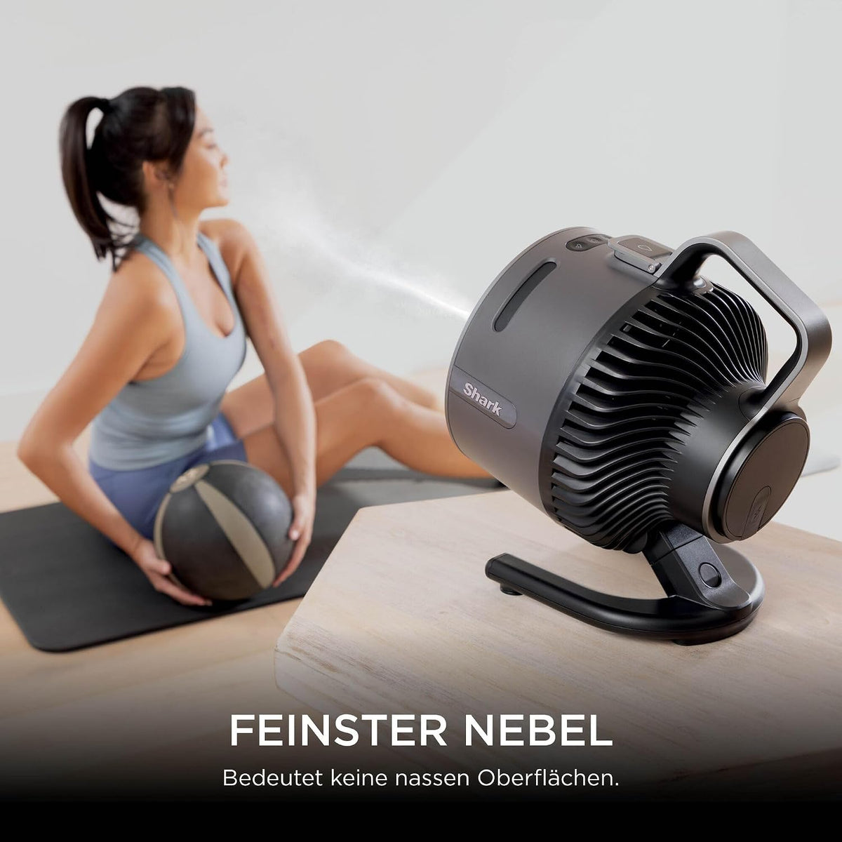 Shark FlexBreeze HydroGo – Ventilador nebulizador de alto rendimiento, refrigeración para interiores y exteriores, silencioso y duradero, con y sin cable, compacto y ligero, 5 velocidades, antracita FA050EU