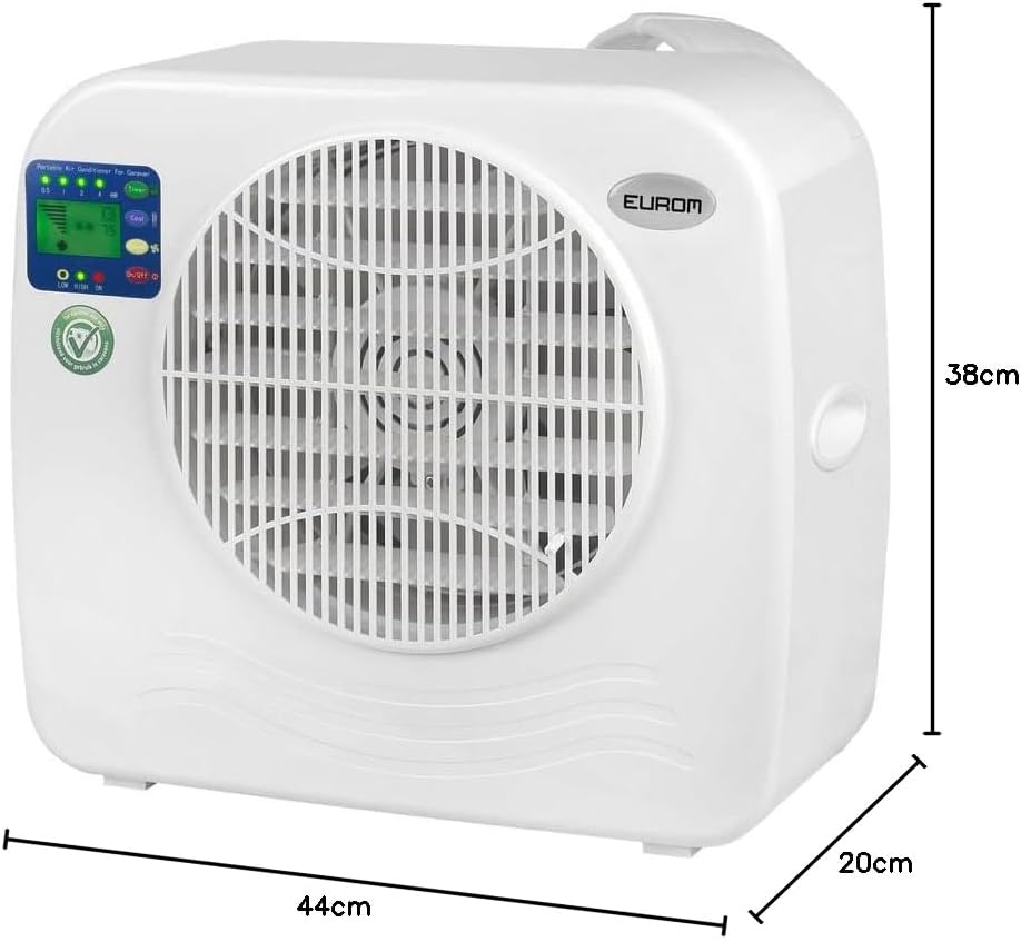 Aire acondicionado dividido EUROM AC2401 para caravanas, autocaravanas, camping, barcos, autobuses, campers, remolques y casas móviles | Aire acondicionado portátil con 2400 BTU | Modelo mejorado del legendario AC2400