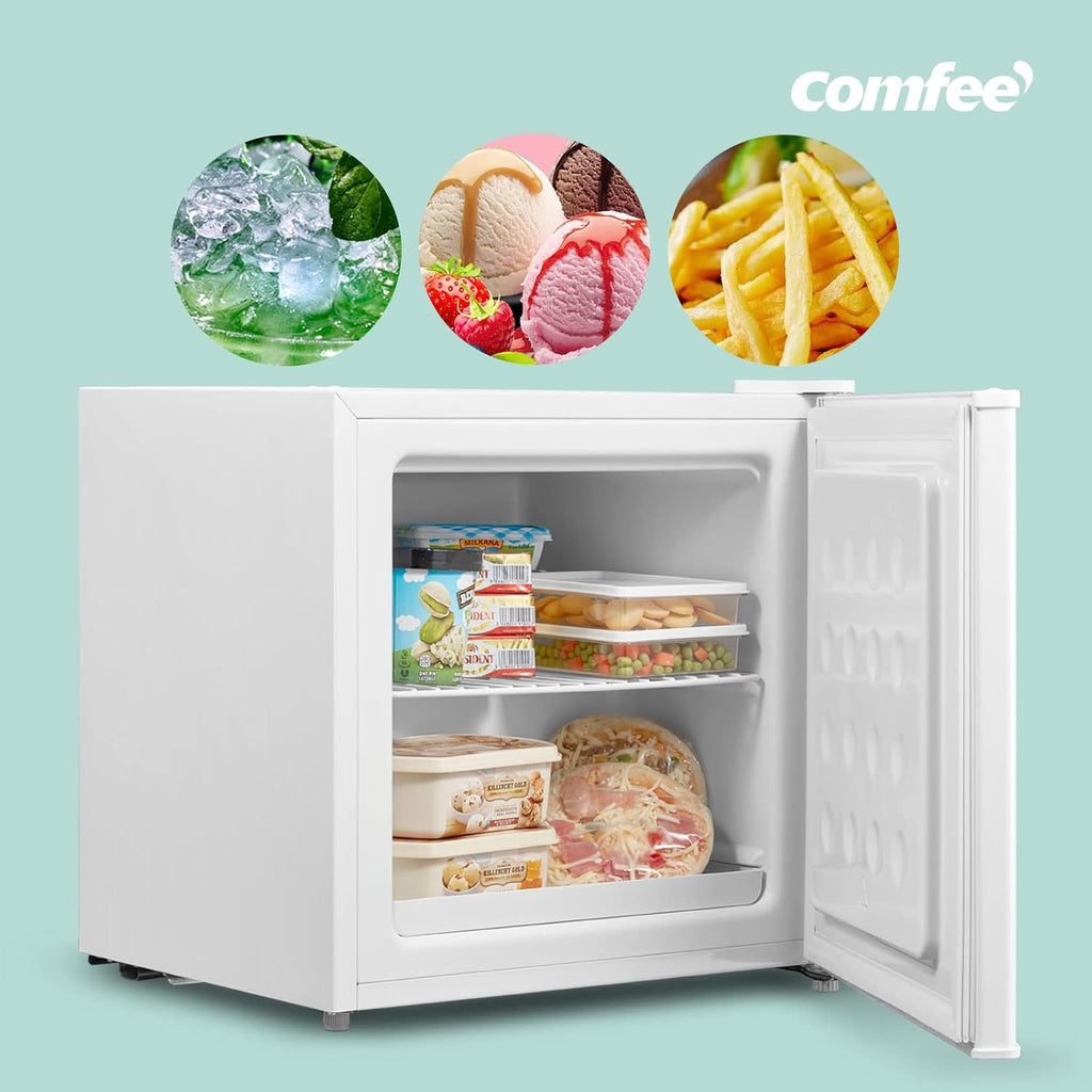 Mini congelador COMFEE' RCU40WH2(E) de 31L, puerta reversible, 4 estrellas, silencioso, práctico para oficina, hotel y hogar, blanco