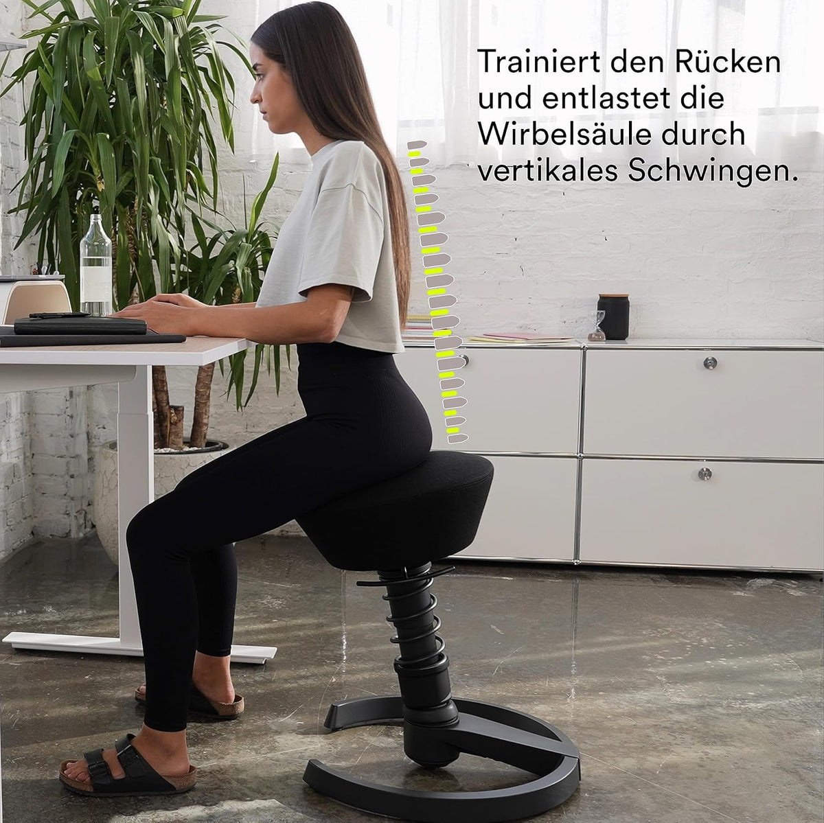 aeris Swopper – Taburete ergonómico – Taburete de oficina ajustable en altura – Taburete versátil para una espalda sana – Silla de oficina sin ruedas, muelle estándar