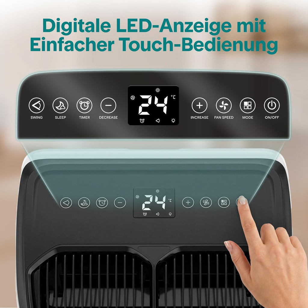 Aire acondicionado portátil SereneLife de 12.000 BTU con función de calefacción – Aire acondicionado compacto para habitaciones de hasta 32 m² | Refrigeración, calefacción, deshumidificador y ventilador | 48 dB | Gris