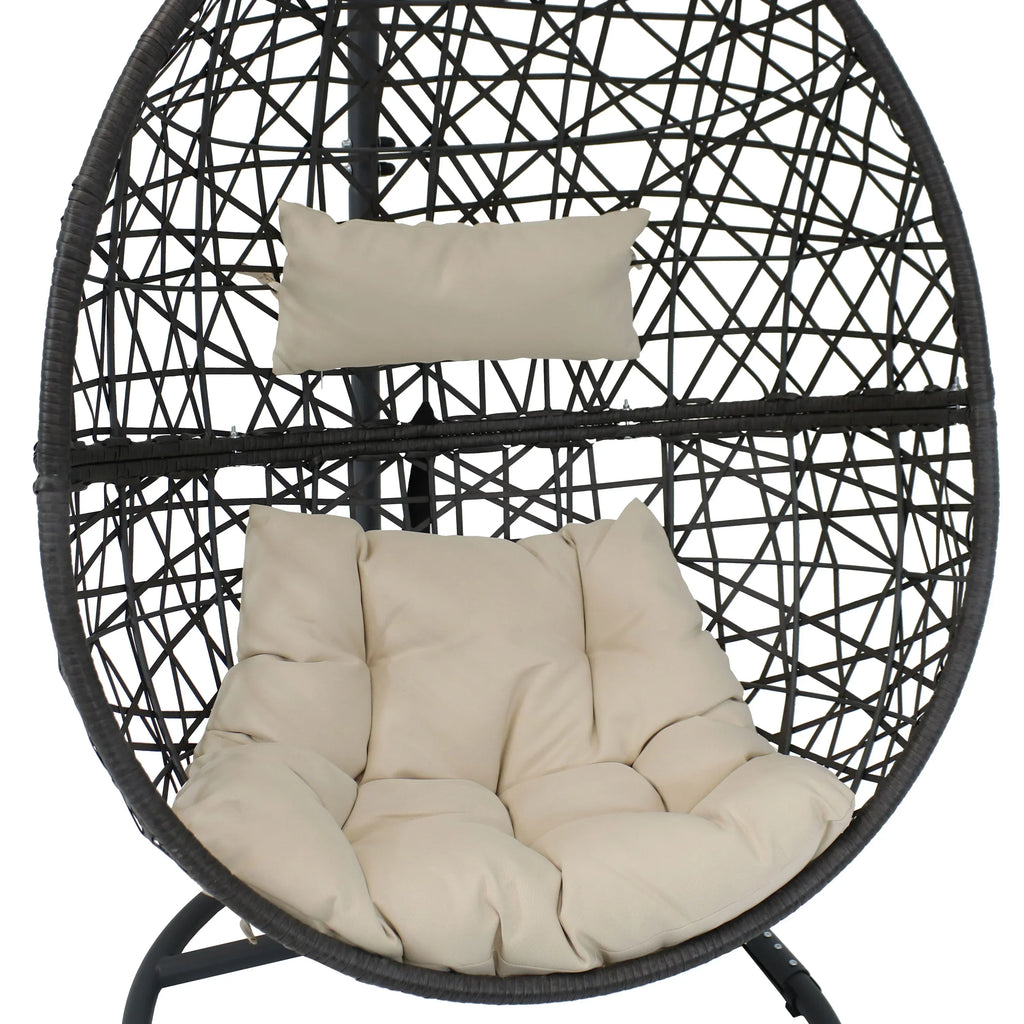 Silla Colgante en Forma de Huevo Sunnydaze Caroline 2025 con Estructura de Acero y Cojín