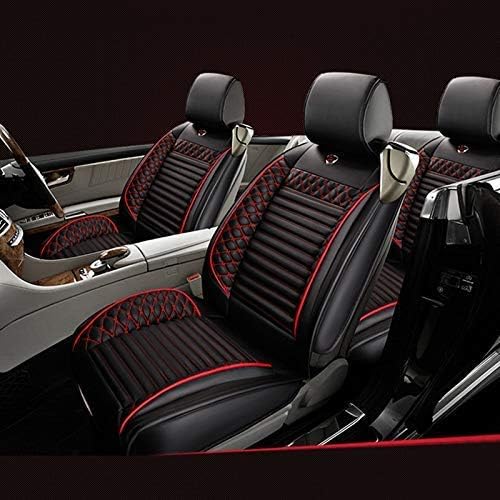 Muchkey Fundas de Asiento de Coche Universales para 5 Plazas, Juego Completo de Fundas para Asientos Delanteros y Traseros, Accesorios de Interior, Negro y Rojo
