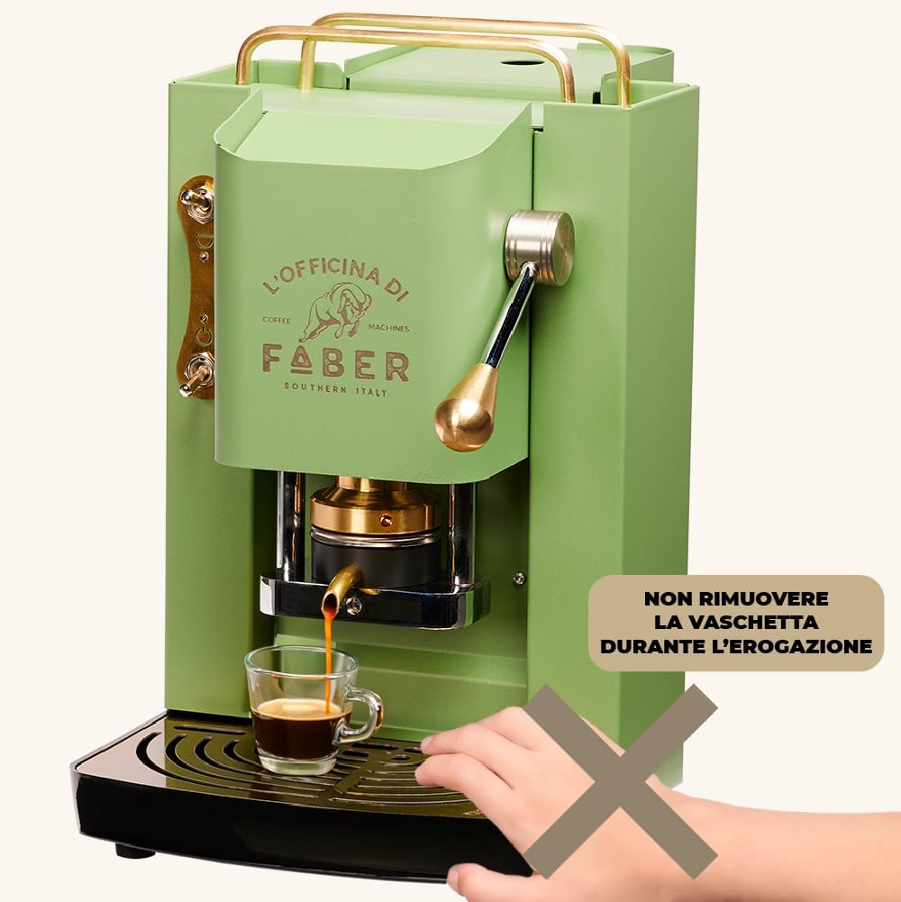 Cafetera Faber PRO Total Deluxe de latón, papel ESE de 44 mm, 1,3 litros, (blanco)