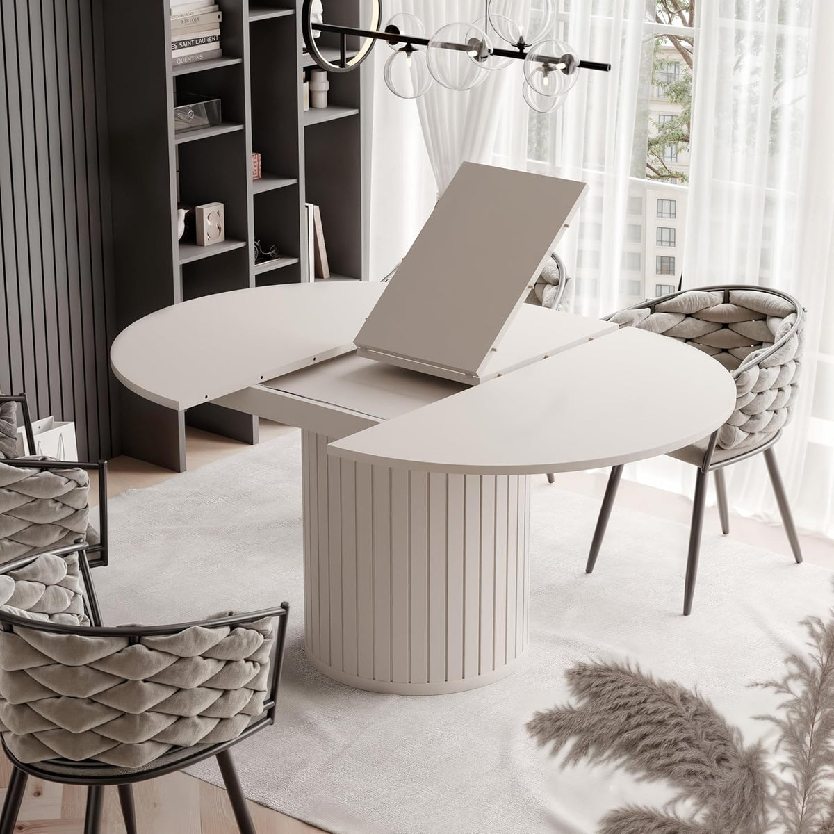 Mesa de comedor redonda extensible 120 ø - 160 cm, mesa de comedor redonda ovalada extensible, mesa de comedor - mesa de cocina