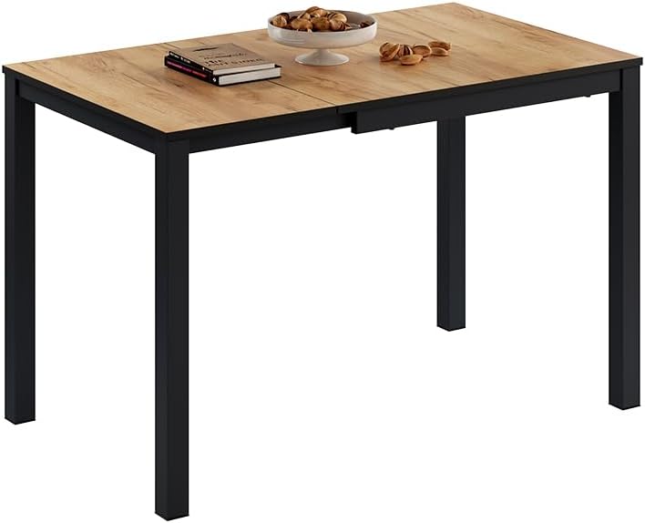 Mesa de comedor Vicco Granny, roble/antracita, 120 x 70 cm extensible, con función de extensión para longitudes de mesa variables