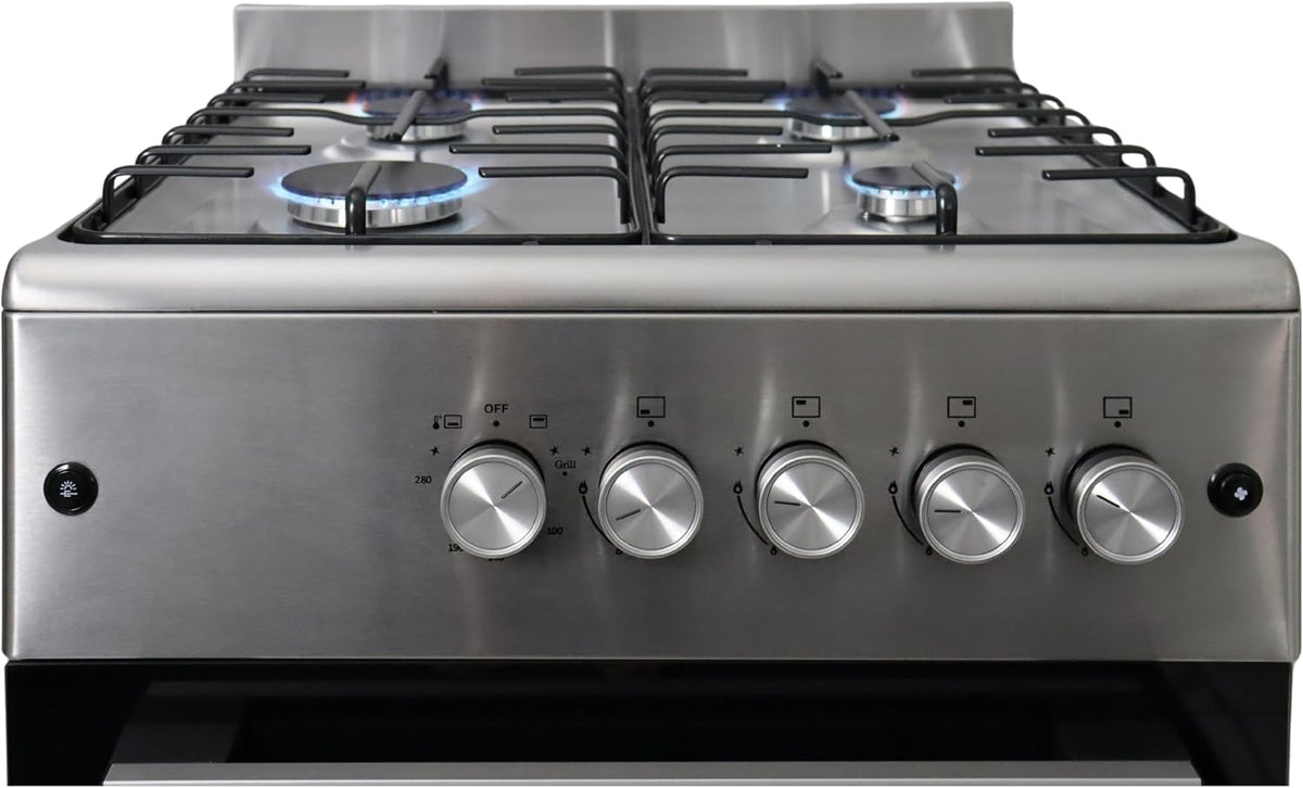 Cocina de gas Gasline SHGG6060FGIX de acero inoxidable, 60 cm, horno de gas con termostato y ventilador.