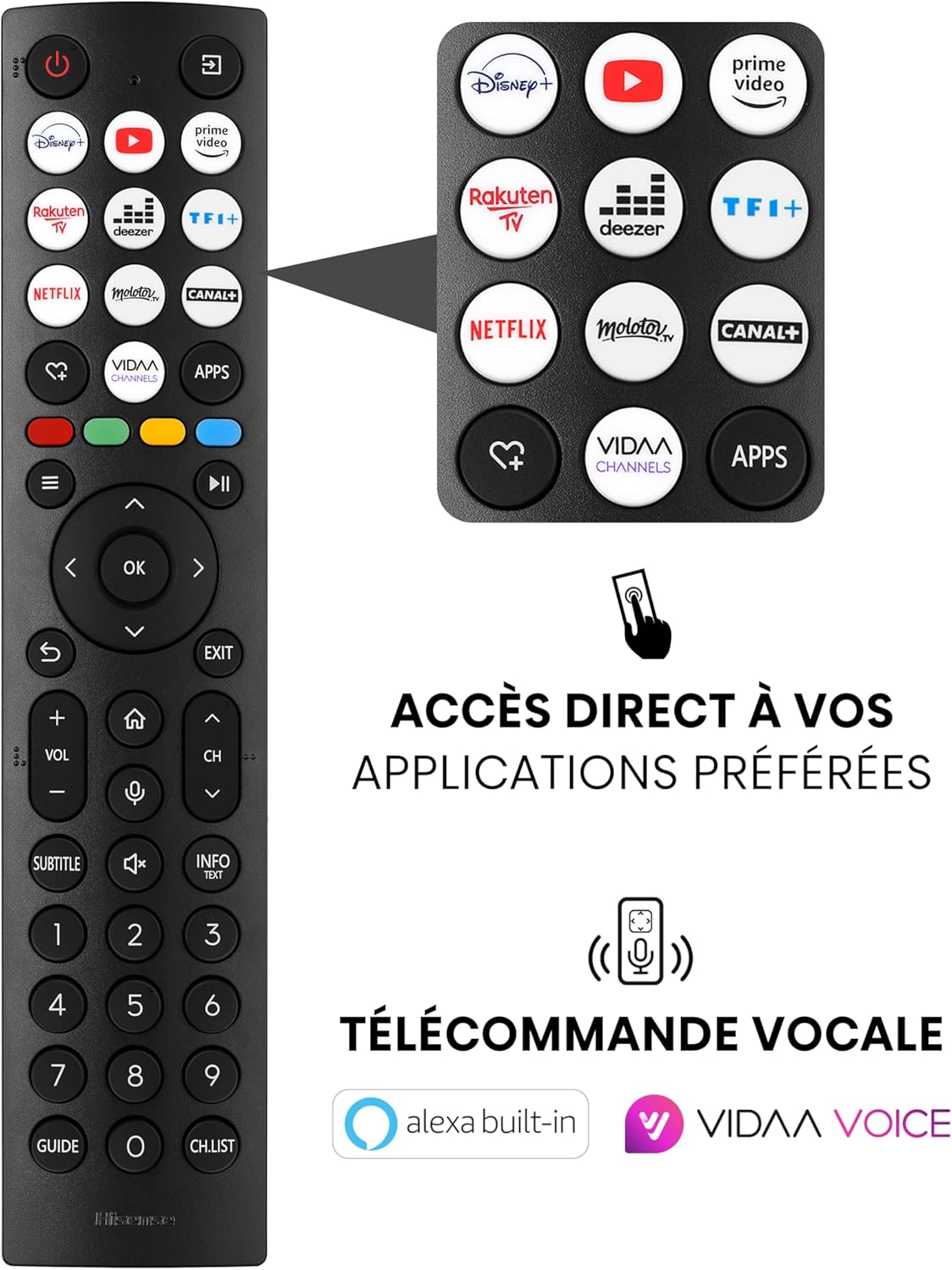 Hisense Smart TV 55 pulgadas 55A6N 4K UHD Dolby Vision HDR VIDAA con Youtube, Netflix, Disney+, Channel+ (Modelo 2024)