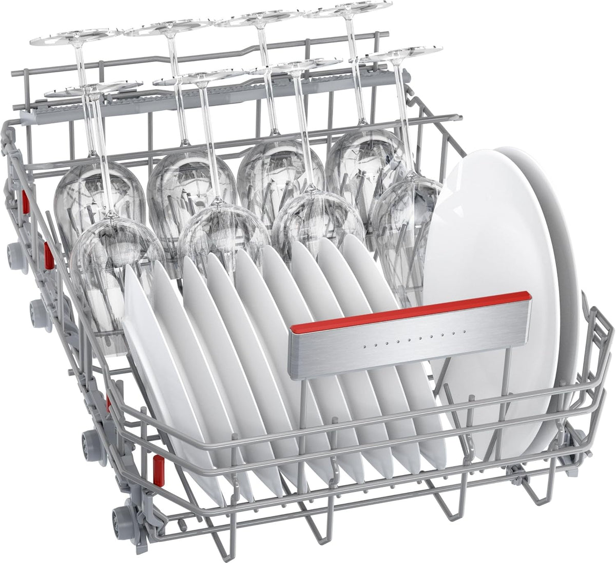 Lavavajillas inteligente Bosch Serie 2 SPV2IKX10E, totalmente integrable, 45 cm de ancho, cesta para cubiertos, secado extra con solo pulsar un botón, InfoLight punto de luz rojo en el suelo, protección AquaStop contra daños por agua, blanco