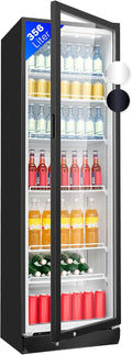 Refrigerador Bomann® con puerta de cristal | Refrigerador de bebidas con cerradura | 6 estantes de altura regulable | 30 kg por estante | 347 litros | Refrigerador grande | Refrigerador para botellas con luz LED | KSG 7351 negro