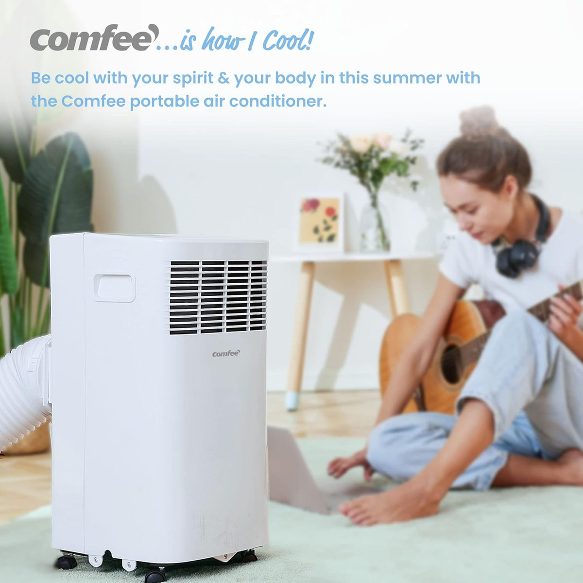 Aire acondicionado portátil Comfee MPPH-09CRN7, 9000 BTU 2,6kW, refrigeración, ventilación y deshumidificación, para habitaciones de hasta 88m³ (33㎡), aire acondicionado portátil con tubo de escape