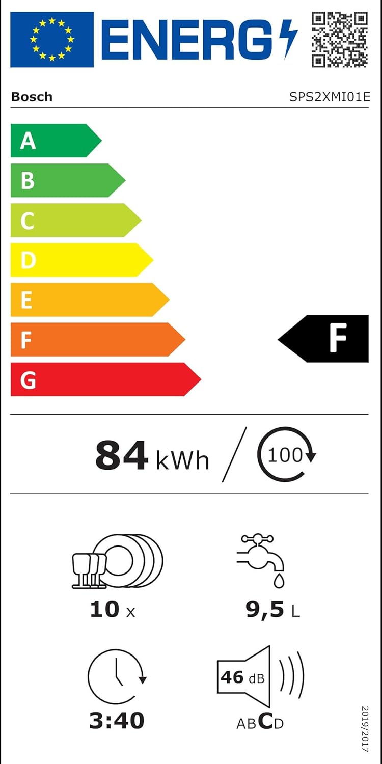 Lavavajillas inteligente Bosch Serie 2 SPV2IKX10E, totalmente integrable, 45 cm de ancho, cesta para cubiertos, secado extra con solo pulsar un botón, InfoLight punto de luz rojo en el suelo, protección AquaStop contra daños por agua, blanco