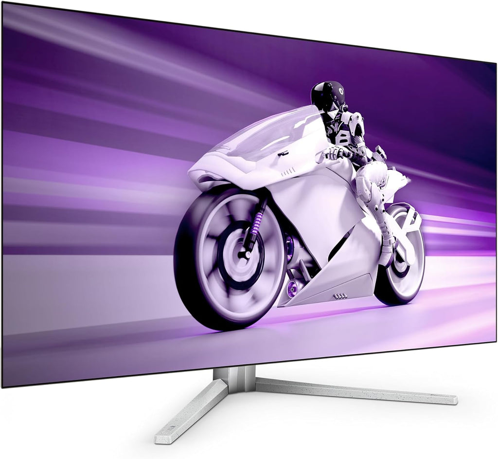 Philips Evnia 42M2N8900 - Monitor de juegos OLED UHD de 42 pulgadas, 138 Hz, Ambiglow, FreeSync Premium, compatible con G-Sync (3840x2160, 0,1 ms GtG, HDMI 2.1, DisplayPort, USB-C (90W PD), concentrador USB) Gris/Blanco