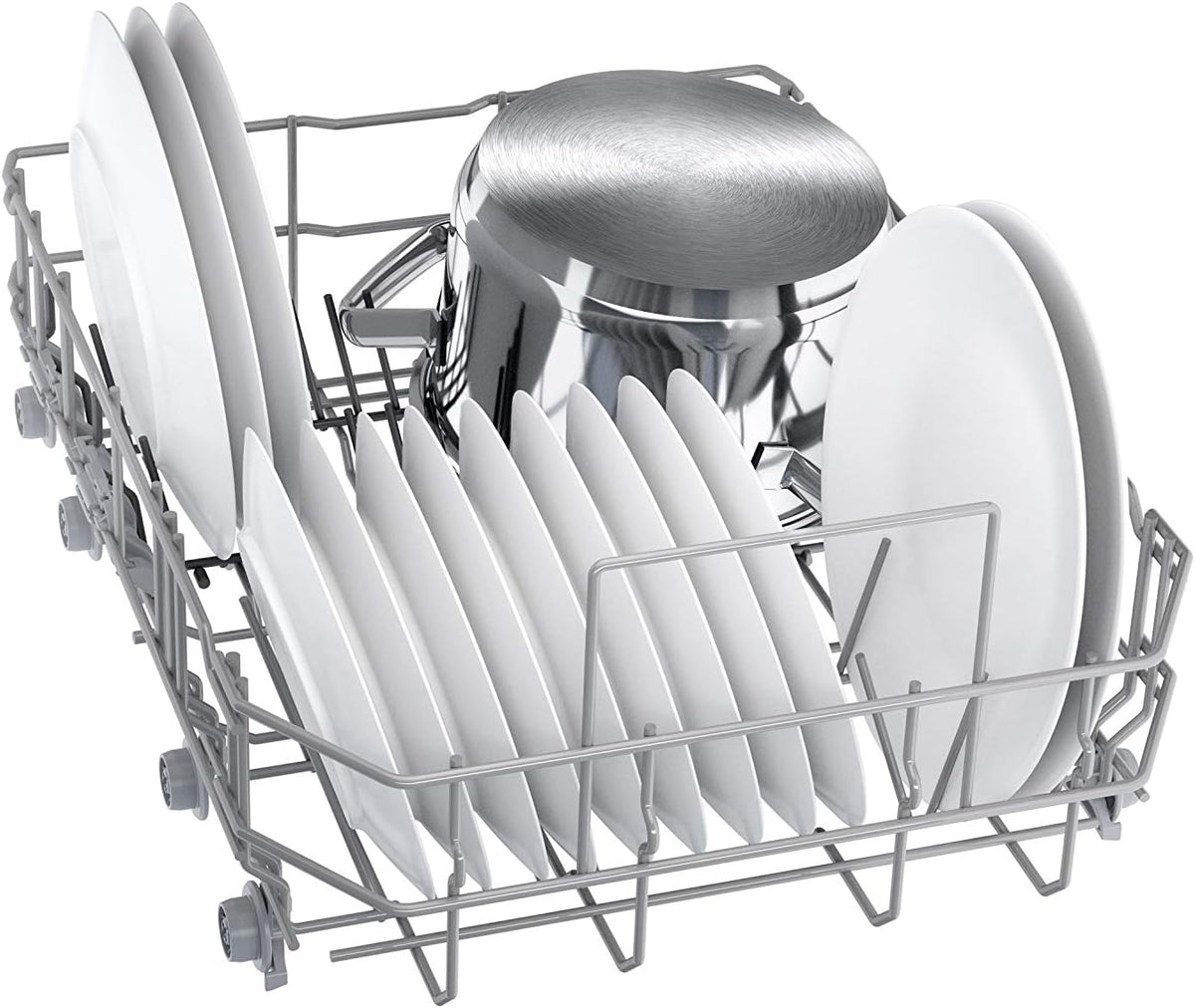 Lavavajillas inteligente Bosch Serie 2 SPV2IKX10E, totalmente integrable, 45 cm de ancho, cesta para cubiertos, secado extra con solo pulsar un botón, InfoLight punto de luz rojo en el suelo, protección AquaStop contra daños por agua, blanco