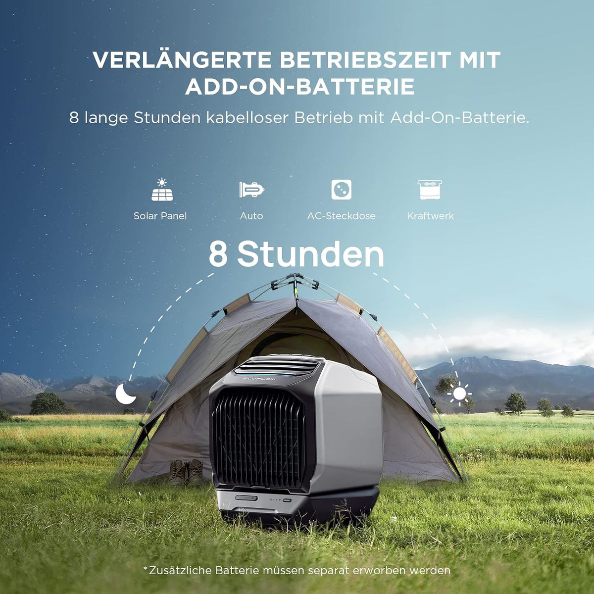 Aire acondicionado portátil EF ECOFLOW WAVE 2, refrigeración rápida de 5100 BTU, calefacción de 6100 BTU, control por aplicación, combinable con batería, no requiere drenaje, para camping/autocaravanas al aire libre…