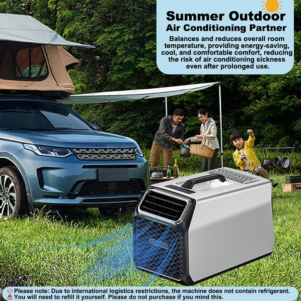 Aire acondicionado de camping de 3500 BTU con compresor real, aire acondicionado portátil para tienda de campaña, caravana y camión, aire acondicionado móvil con deshumidificación y modo de suspensión, plateado