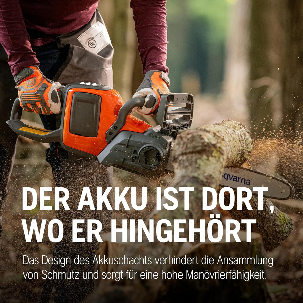Motosierra de batería Husqvarna 225i: ligera, inalámbrica, silenciosa, espada de 14″, velocidad de cadena de 20 m/s, ideal para poda y mantenimiento de jardines (batería y cargador incluidos)