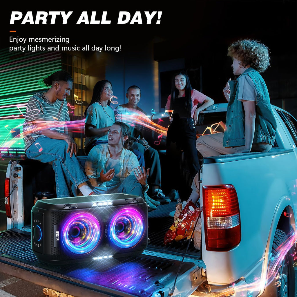 Altavoz Bluetooth T9 Pro portátil para exteriores, 270 W, estéreo con Bluetooth 5.3, USB, TF, AUX y entrada de micrófono