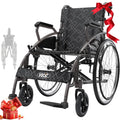 Silla de ruedas plegable y ligera VOCIC U31 autopropulsada, 150 kg, ruedas de 60 cm, asiento de 46 cm, doble freno, 17,5 kg, para exteriores y personas mayores