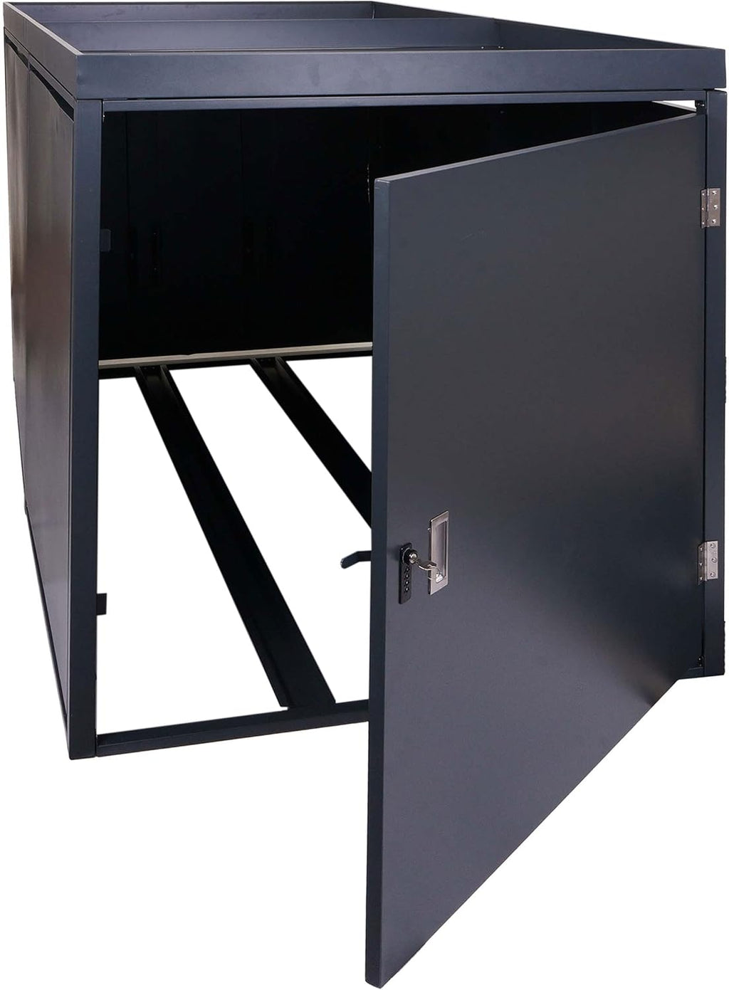 Garaje para bicicletas Mendler para 2 unidades con jardinera HWC-L56bAM, caja para bicicletas, acero galvanizado con cerradura 125x113x208cm - antracita