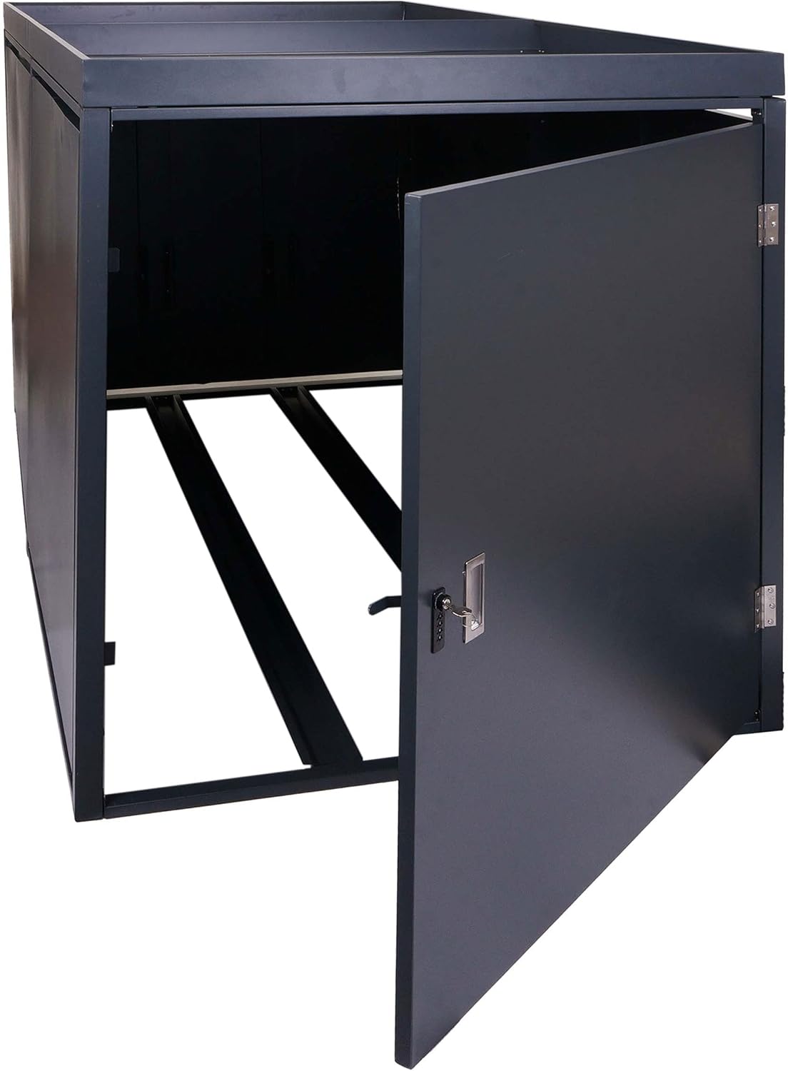 Garaje para bicicletas Mendler para 2 unidades con jardinera HWC-L56bAM, caja para bicicletas, acero galvanizado con cerradura 125x113x208cm - antracita