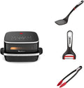 LOTE Freidora de aire Moulinex Surface & Pizza 4 L, gran superficie de cocción, ventana de visualización, negro AL4018F0 + 3 utensilios Tefal: pelador de verduras K2071814 + pinza de cocina K2060714 + espátula K20608