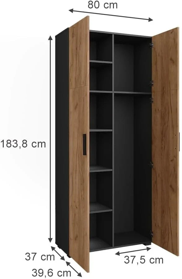 Armario universal Vicco Ingo, antracita/roble dorado, 80 x 183,8 cm